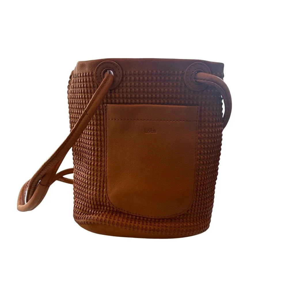 Koba Tan Woven Leather‎ Bucket Bag Shoulder Purse SP18/35622 Brown